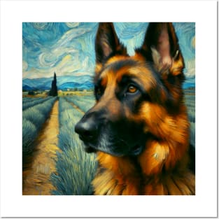 A German Shepherd’s Reveries - Alsatian in Vincent Van Gogh Style Posters and Art